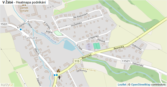V Žábě - mapa podnikání