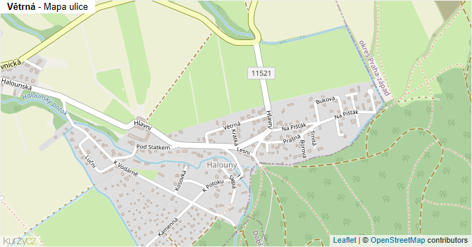 Větrná - mapa ulice