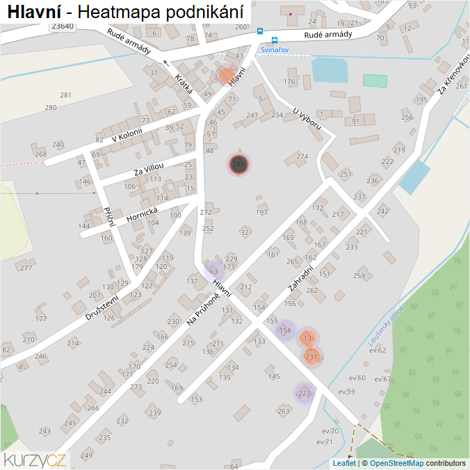 Mapa Hlavní - Firmy v ulici.