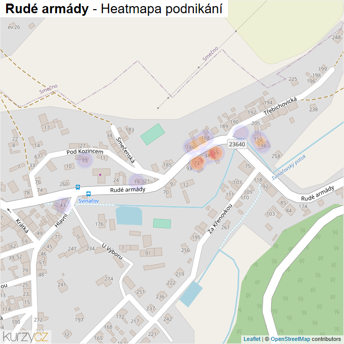 Mapa Rudé armády - Firmy v ulici.