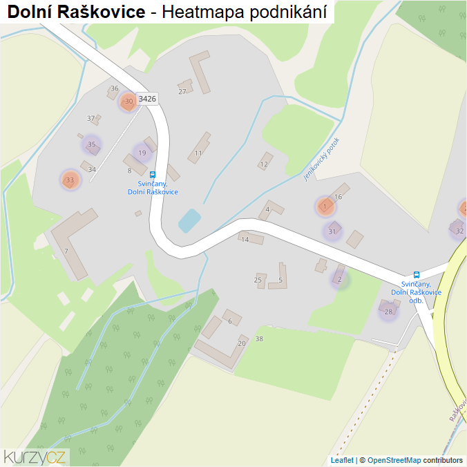 Mapa Dolní Raškovice - Firmy v části obce.