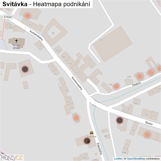 Mapa Svitávka - Firmy v obci.