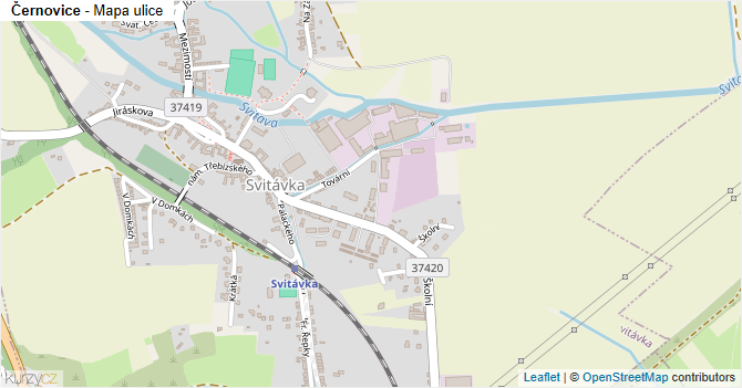 Černovice - mapa ulice