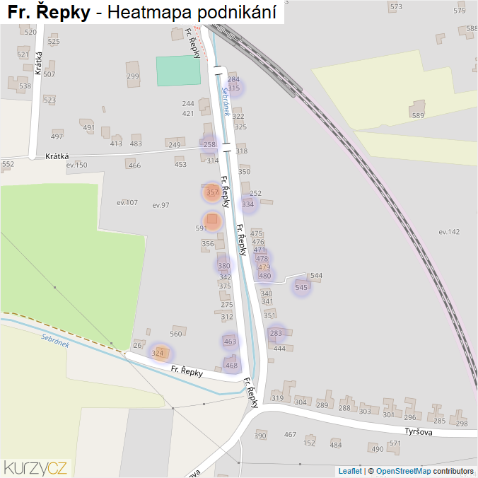 Mapa Fr. Řepky - Firmy v ulici.