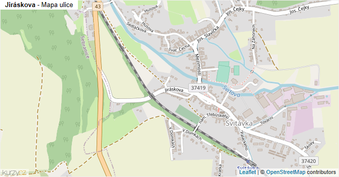 Jiráskova - mapa ulice