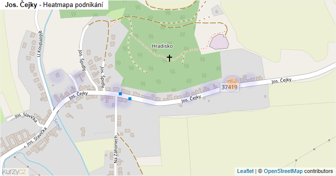 Jos. Čejky - mapa podnikání