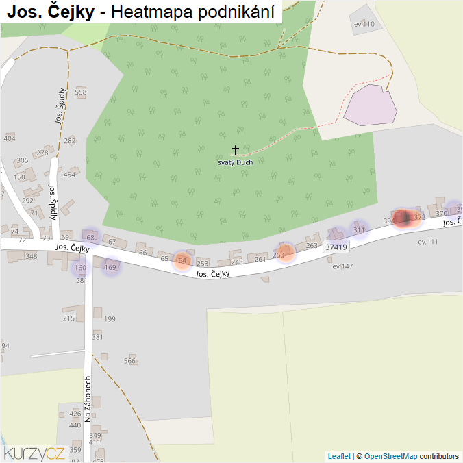 Mapa Jos. Čejky - Firmy v ulici.