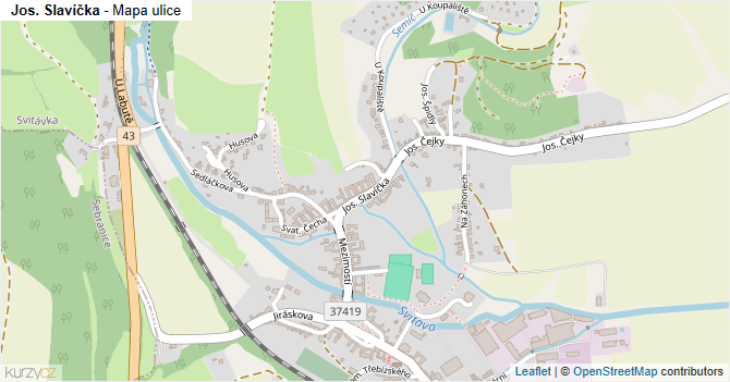 Jos. Slavíčka - mapa ulice