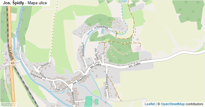 Jos. Špidly - mapa ulice