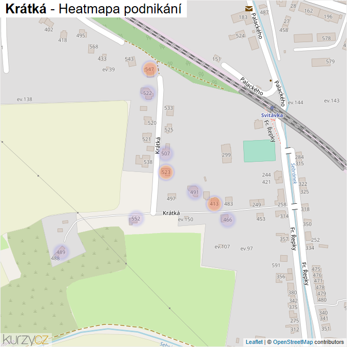 Mapa Krátká - Firmy v ulici.