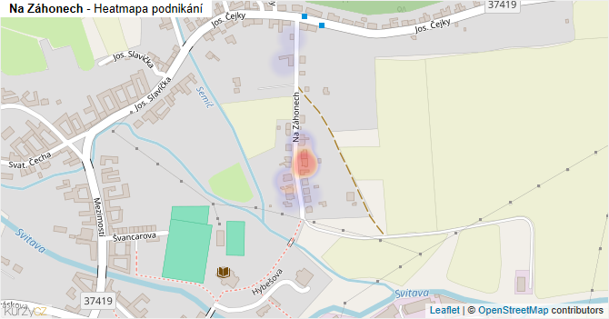 Na Záhonech - mapa podnikání