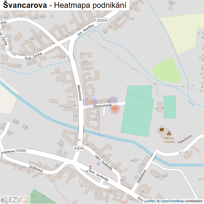 Mapa Švancarova - Firmy v ulici.