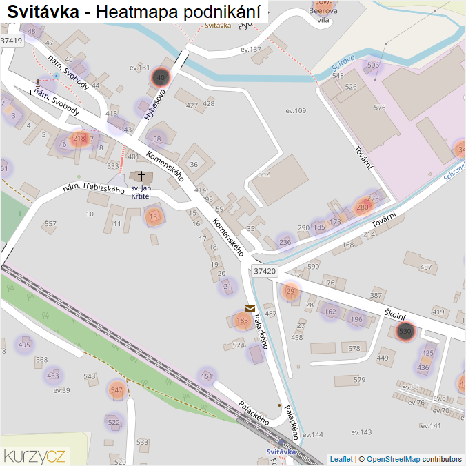Mapa Svitávka - Firmy v části obce.