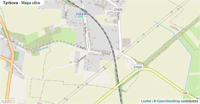 Tyršova - mapa ulice