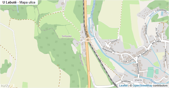 U Labutě - mapa ulice