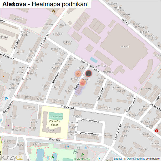 Mapa Alešova - Firmy v ulici.