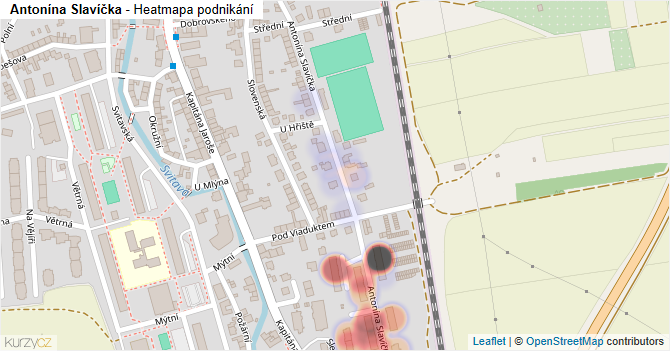 Antonína Slavíčka - mapa podnikání