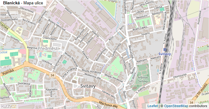 Blanická - mapa ulice