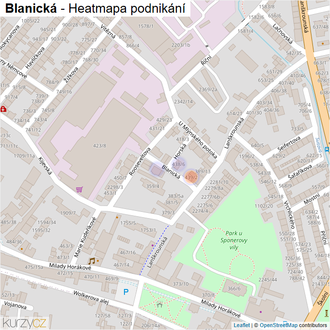 Mapa Blanická - Firmy v ulici.