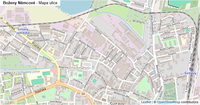 Boženy Němcové - mapa ulice