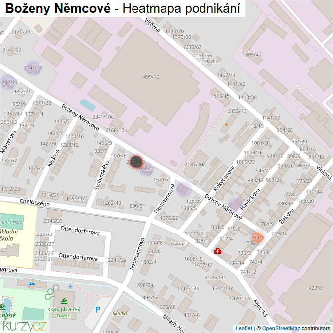 Mapa Boženy Němcové - Firmy v ulici.