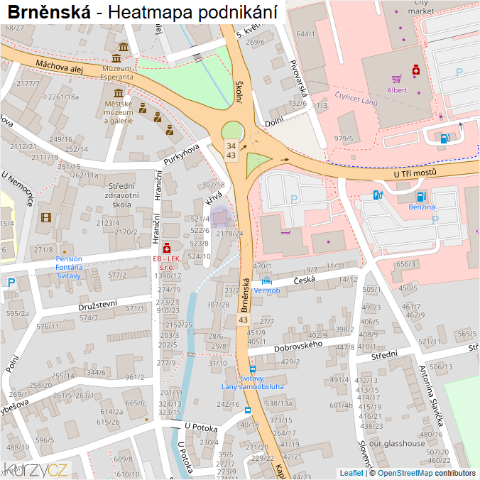 Mapa Brněnská - Firmy v ulici.