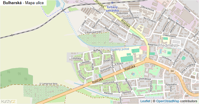 Bulharská - mapa ulice