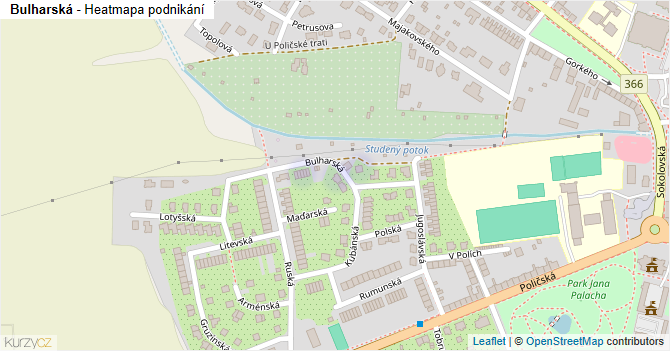 Bulharská - mapa podnikání