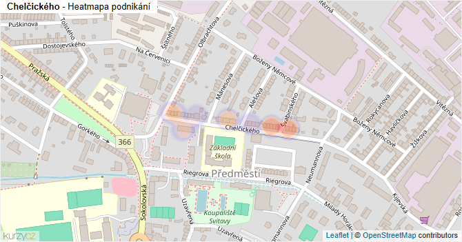 Chelčického - mapa podnikání