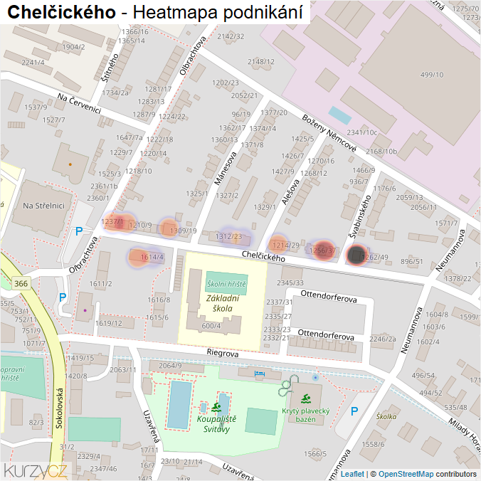 Mapa Chelčického - Firmy v ulici.