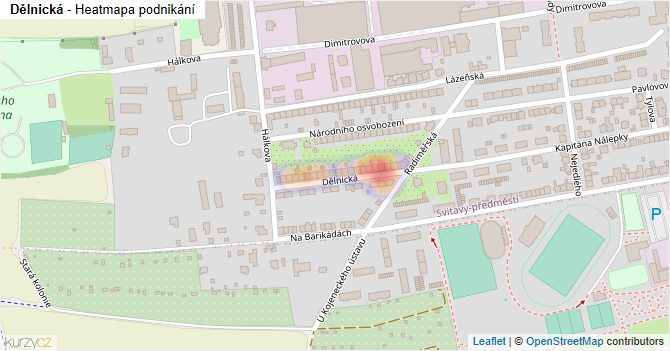 Dělnická - mapa podnikání