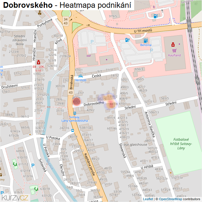 Mapa Dobrovského - Firmy v ulici.