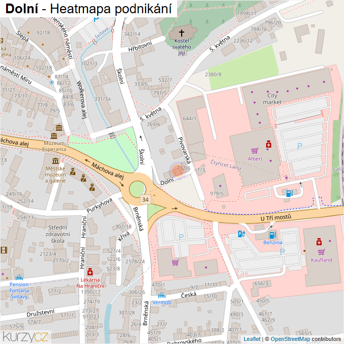 Mapa Dolní - Firmy v ulici.