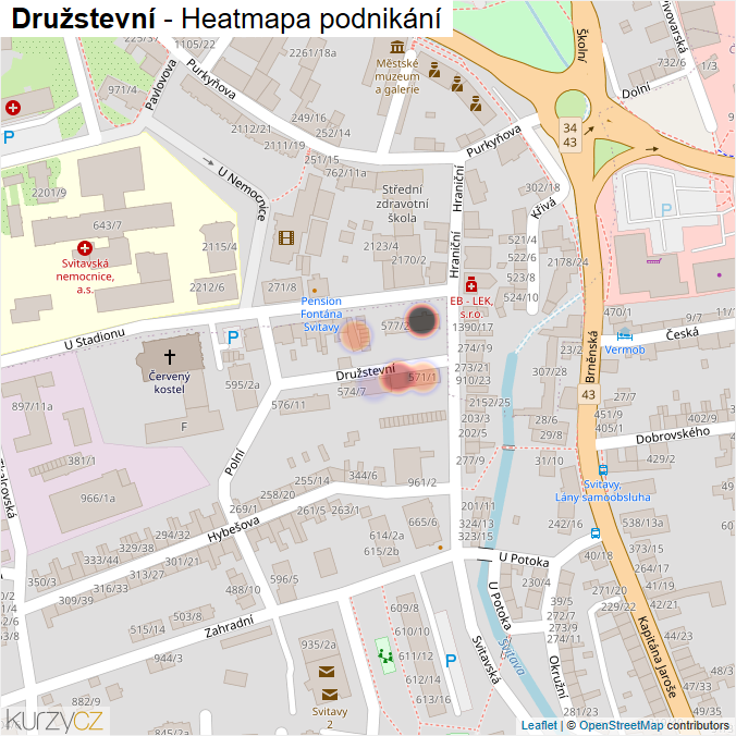 Mapa Družstevní - Firmy v ulici.