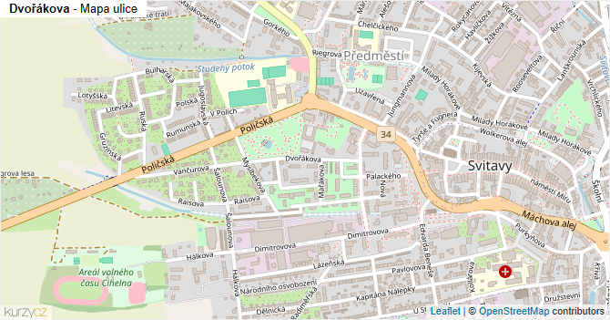 Dvořákova - mapa ulice