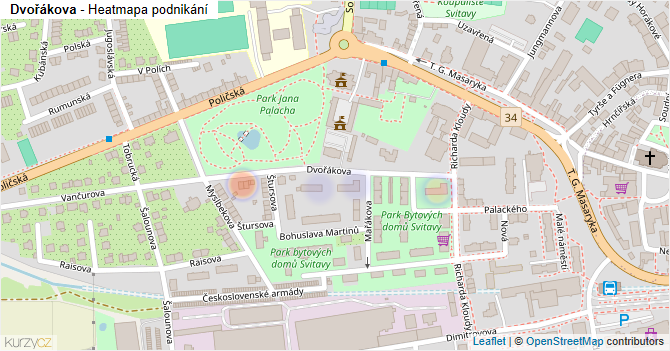 Dvořákova - mapa podnikání