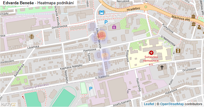 Edvarda Beneše - mapa podnikání