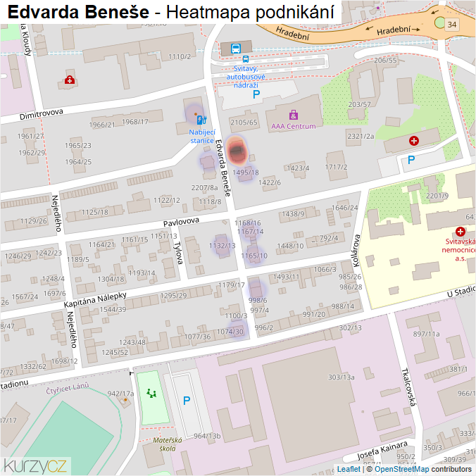 Mapa Edvarda Beneše - Firmy v ulici.