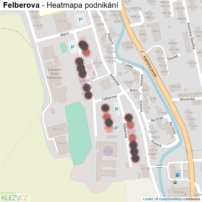 Mapa Felberova - Firmy v ulici.