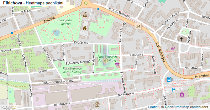 Fibichova - mapa podnikání