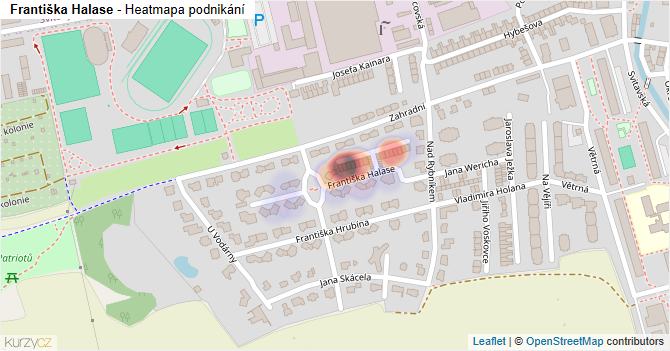 Františka Halase - mapa podnikání