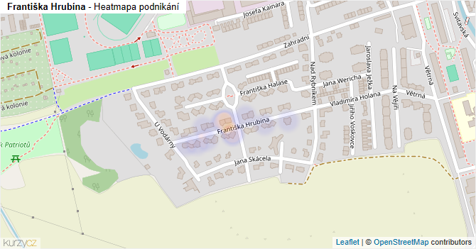 Františka Hrubína - mapa podnikání