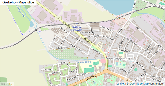 Gorkého - mapa ulice