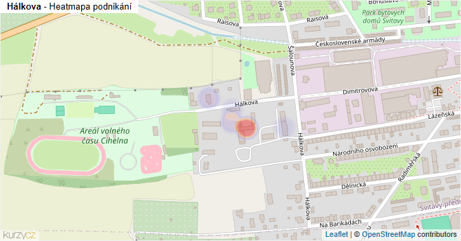 Hálkova - mapa podnikání