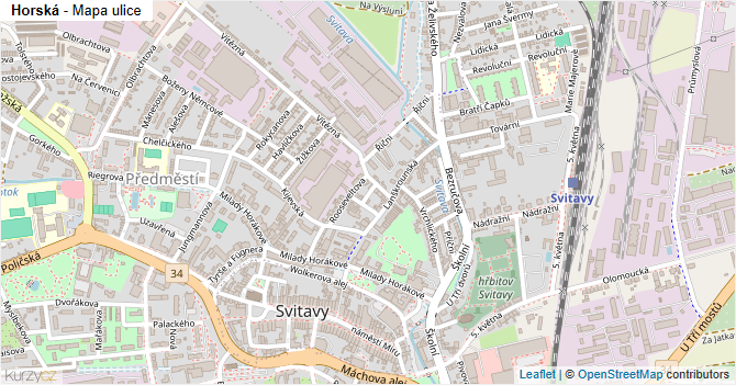 Horská - mapa ulice