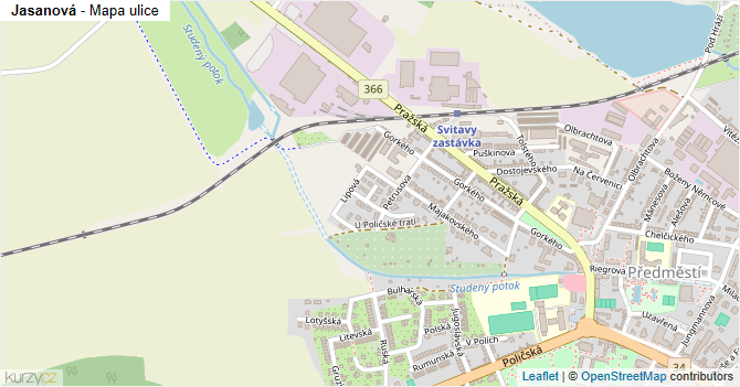 Jasanová - mapa ulice