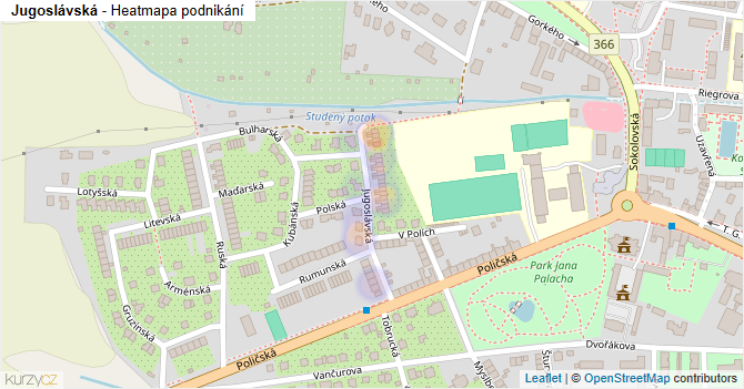 Jugoslávská - mapa podnikání