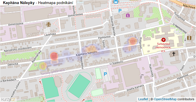 Kapitána Nálepky - mapa podnikání