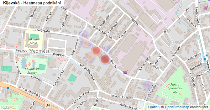 Kijevská - mapa podnikání