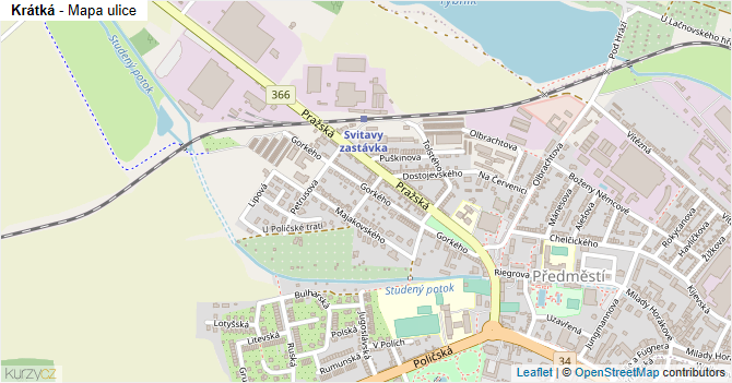 Krátká - mapa ulice